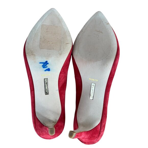 Louise Et Cie Red Suede Pointed Toe Kitten Heels Size 8.5M - Picture 6 of 16